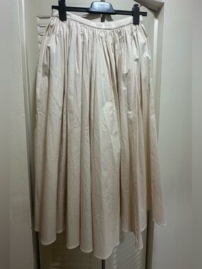 Zara Cream Gathered A-Line Midi Skirt
